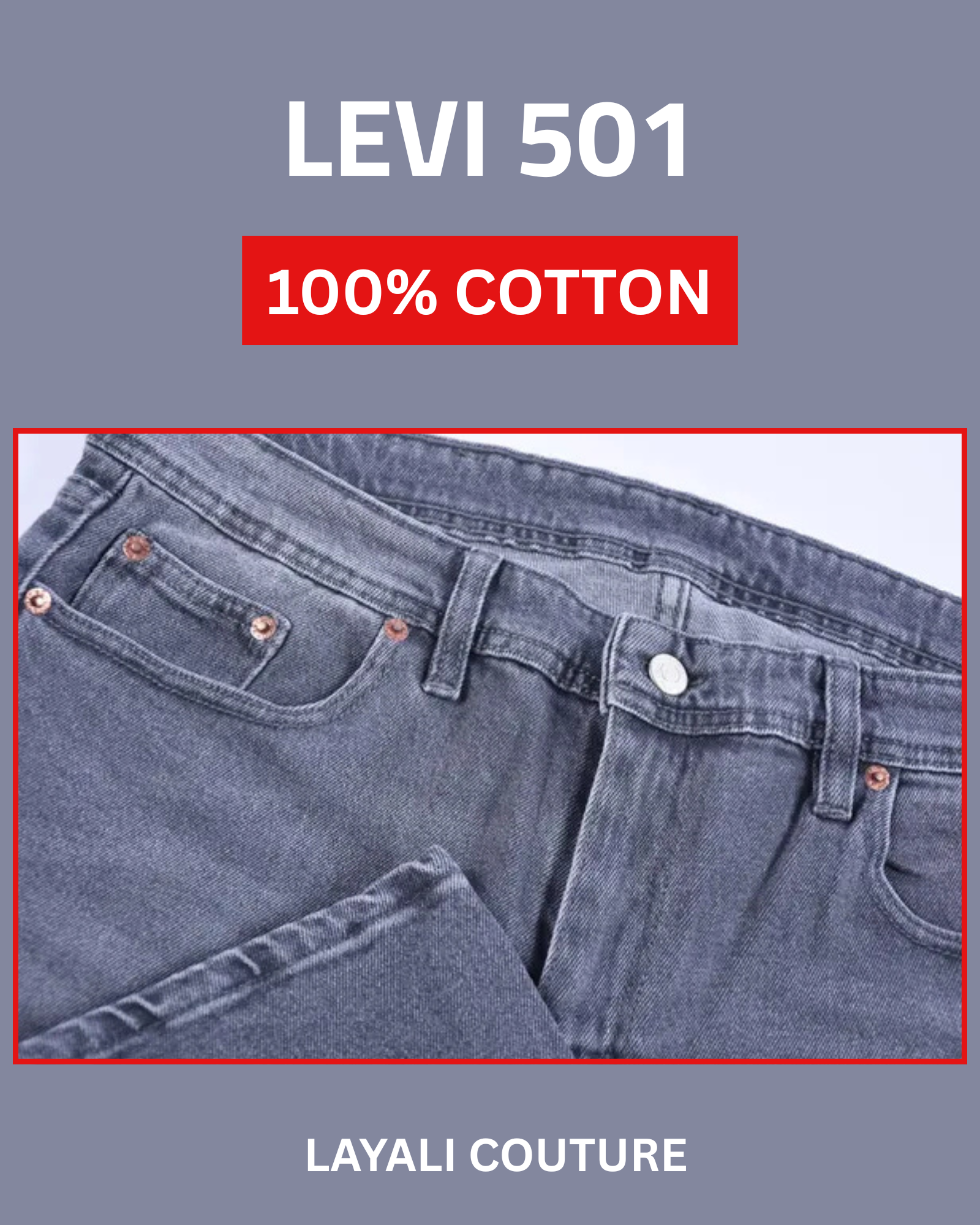 Jean Levi’s – Coupe Normale Gris (100 % Coton)