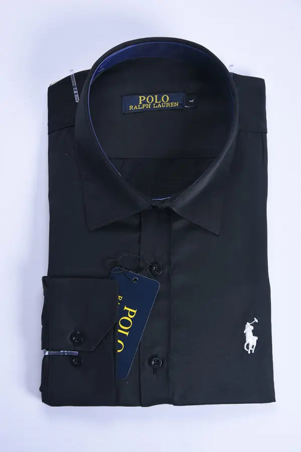 Chemise Ralph Lauren – Noir (100 % coton satin)