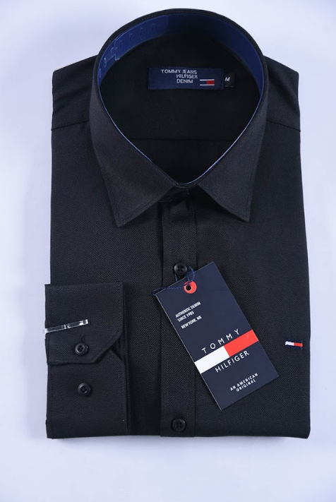 Chemise Tommy Oxford Coton Piqué – Noir Élégant
