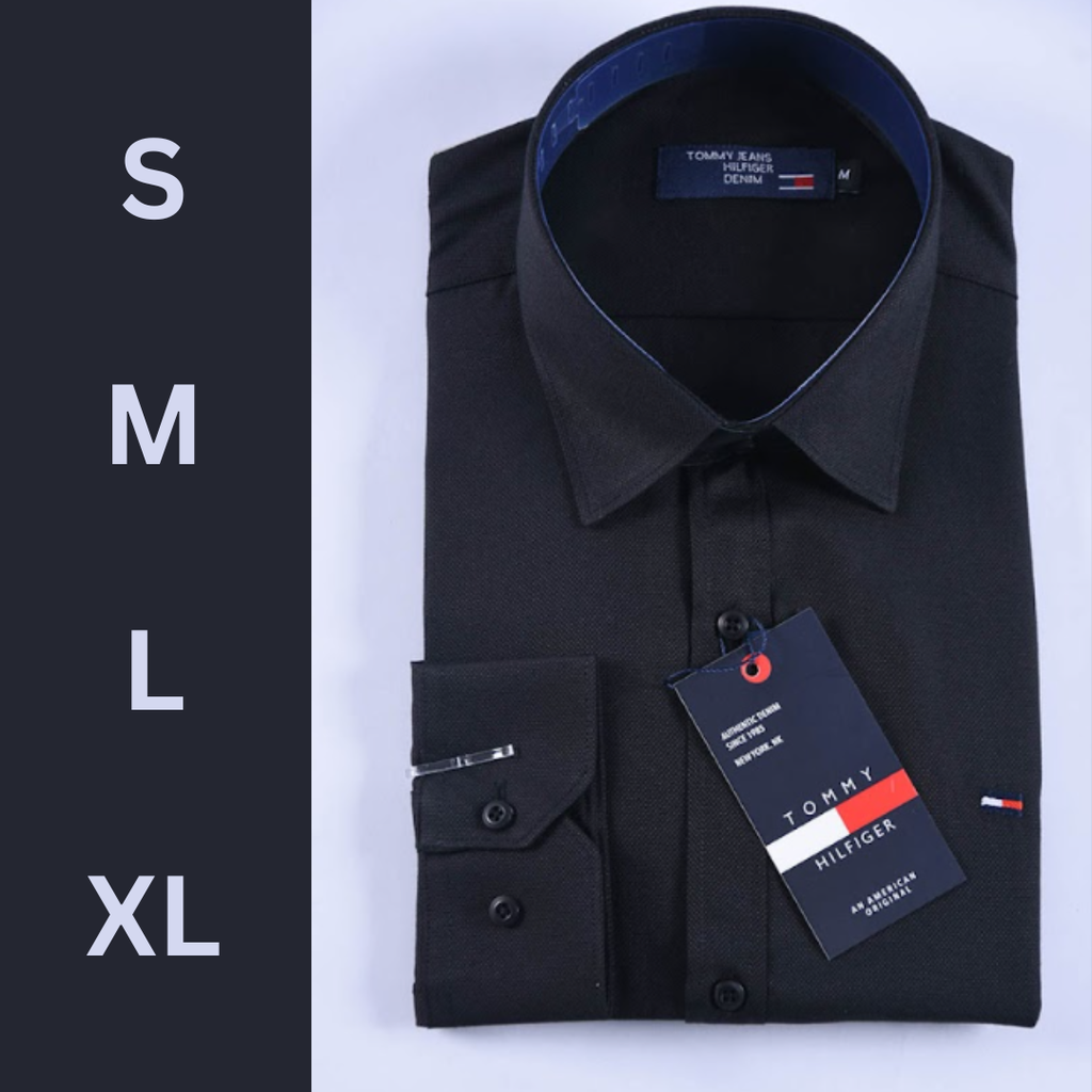 Chemise Tommy Oxford Coton Piqué – Noir Élégant