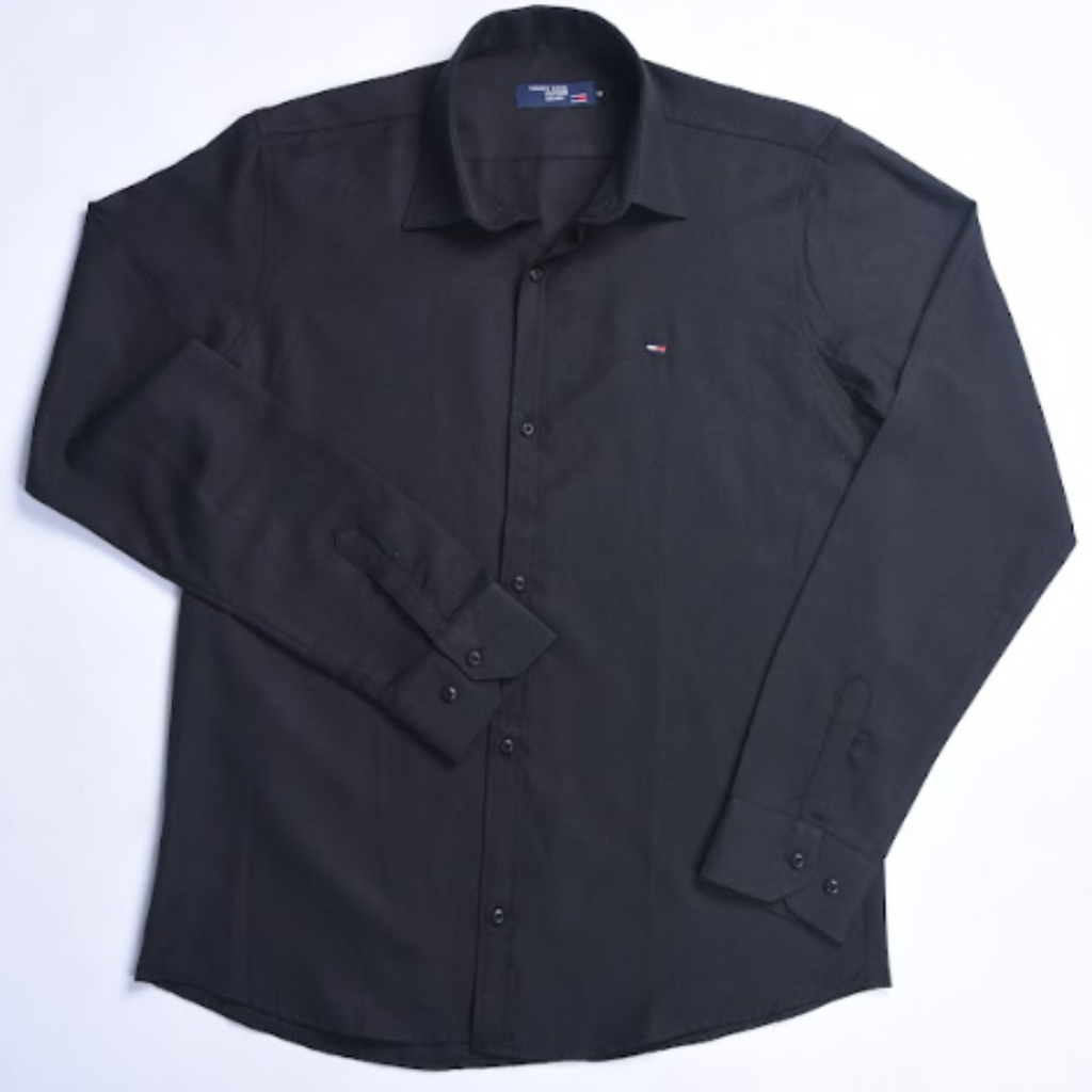 Chemise Tommy Oxford Coton Piqué – Noir Élégant