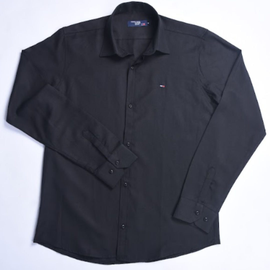 Chemise Tommy Oxford Coton Piqué – Noir Élégant