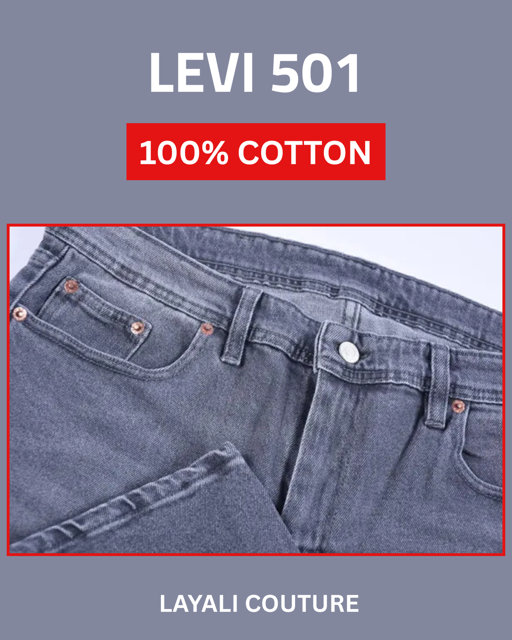 Jean Levi’s – Coupe Normale Gris (100 % Coton)
