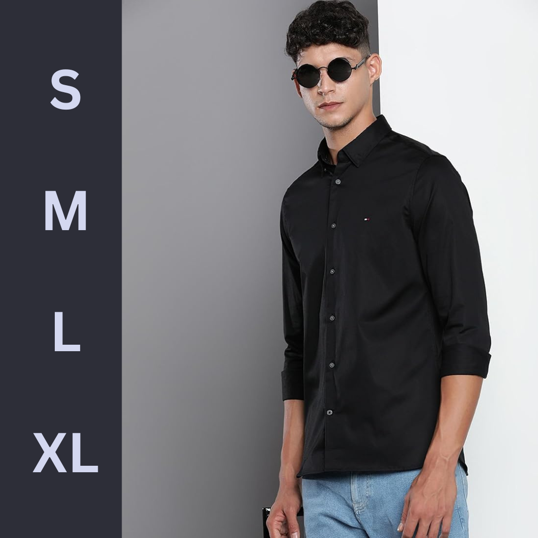 Chemise Tommy Oxford Coton Piqué – Noir Élégant