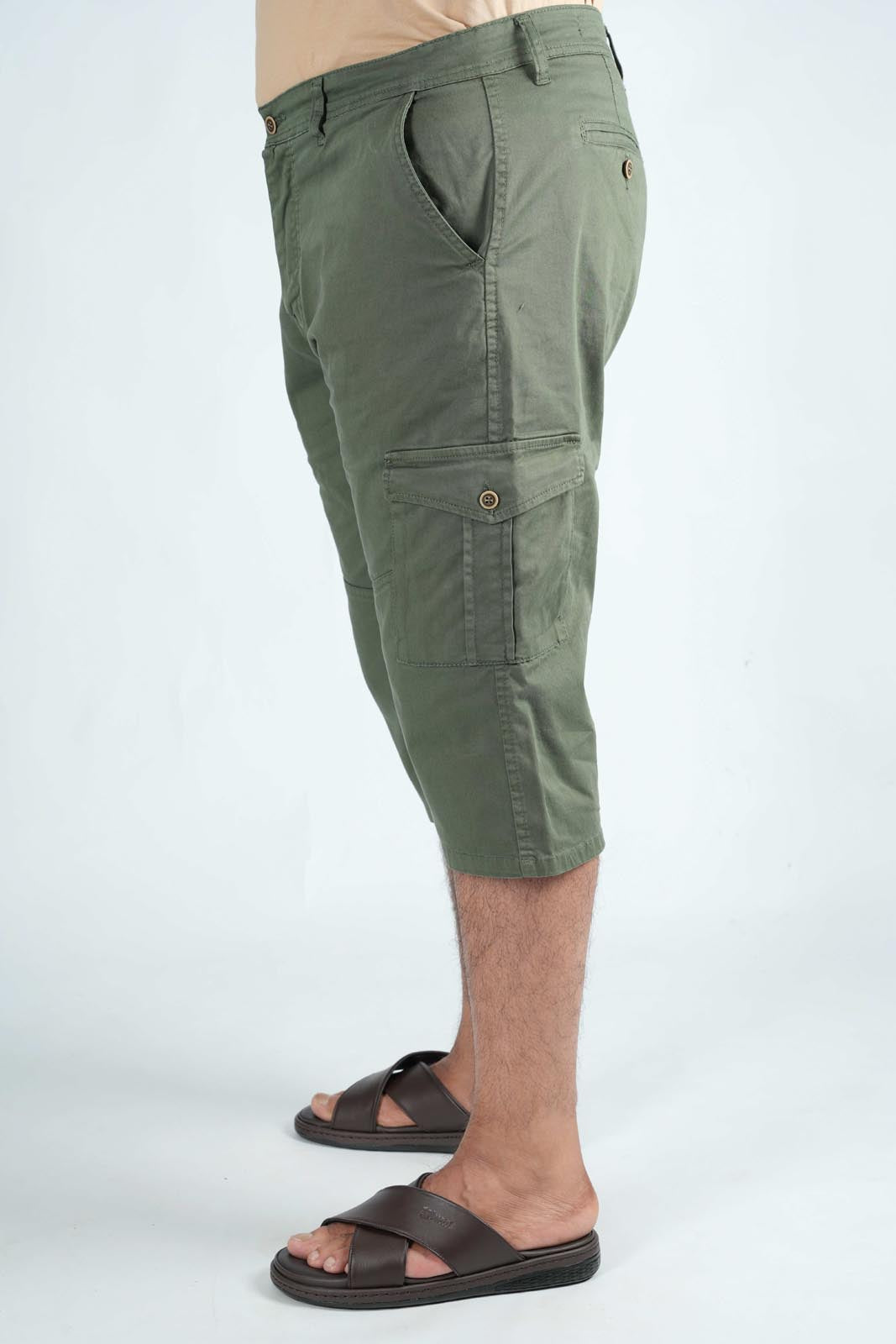 Pack de 3 Pantacourt Massimo Dutti En Toile Léger  ( Vert Royale + Beige + Noir )