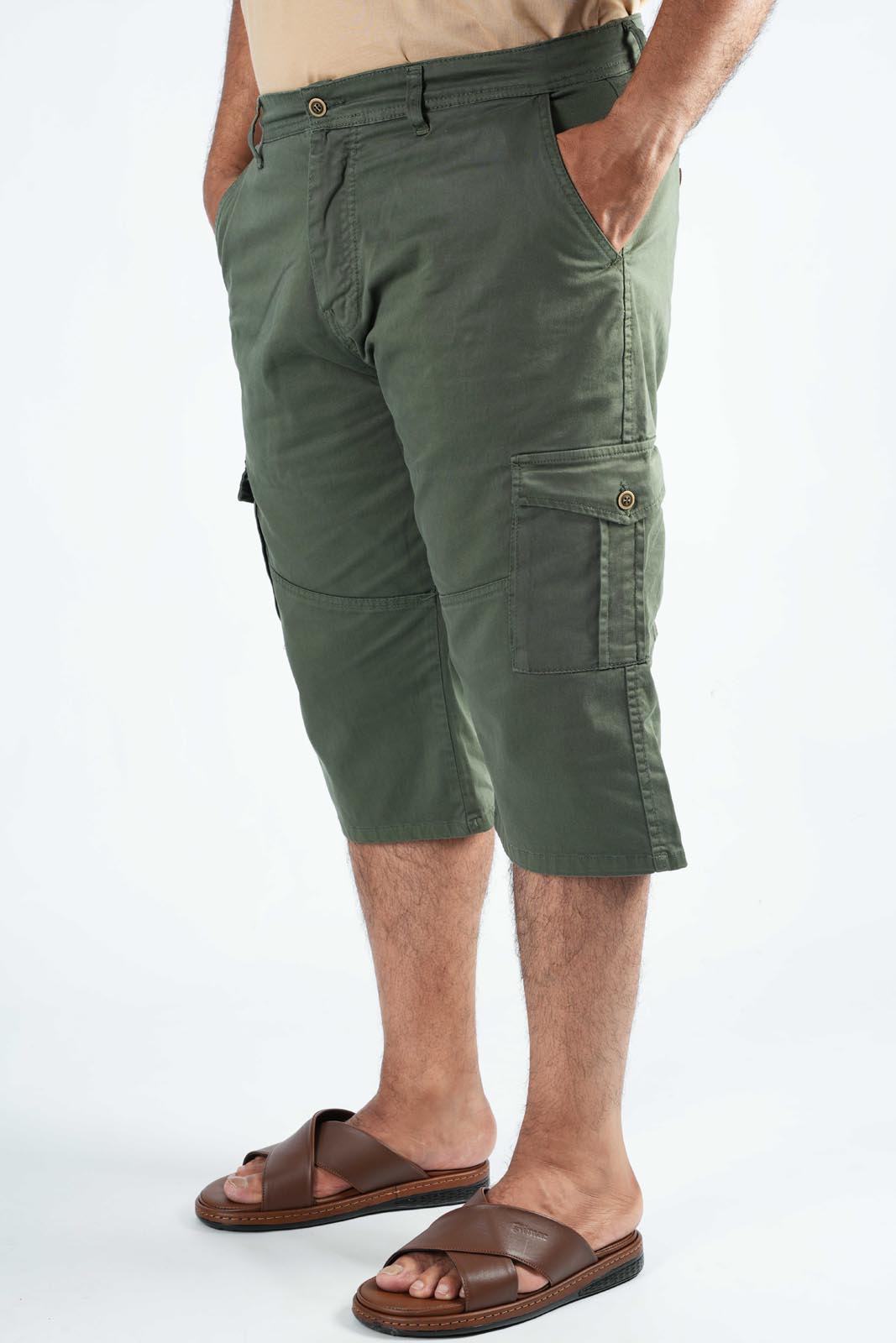 Pack de 3 Pantacourt Massimo Dutti En Toile Léger  ( Vert Royale + Beige + Noir )