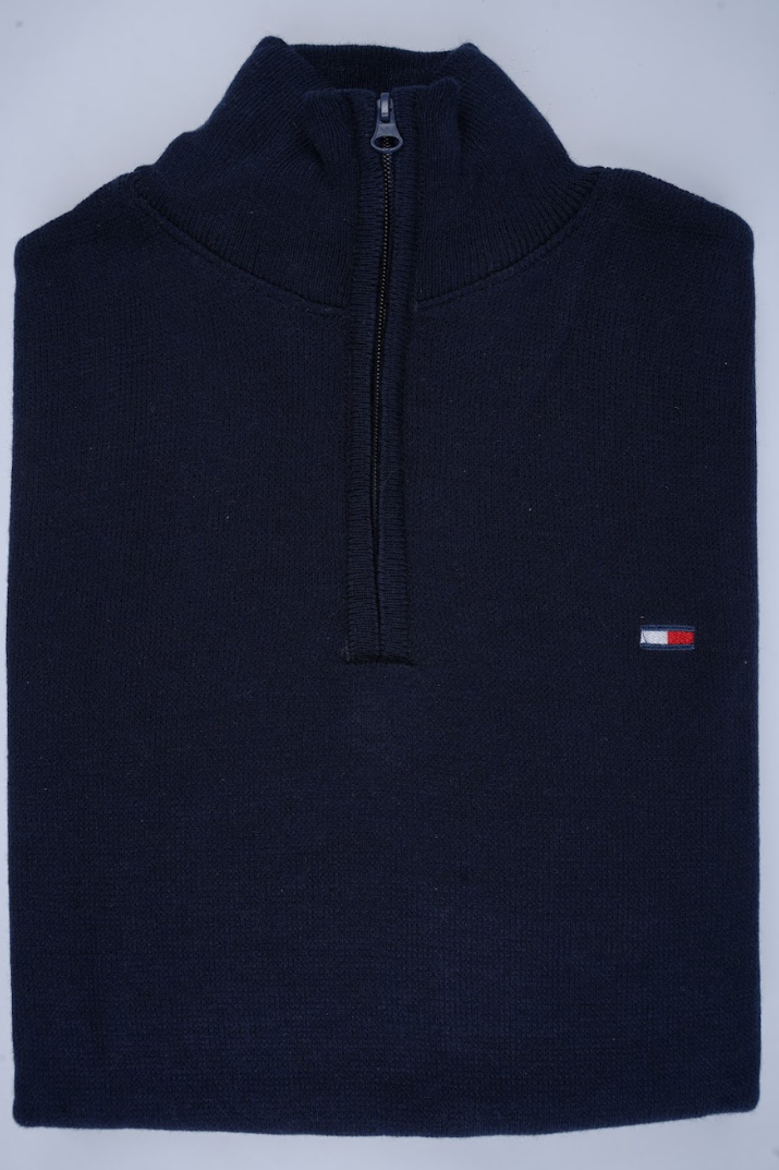 Pull Tommy Hilfiger Bleu Foncé - col zippé