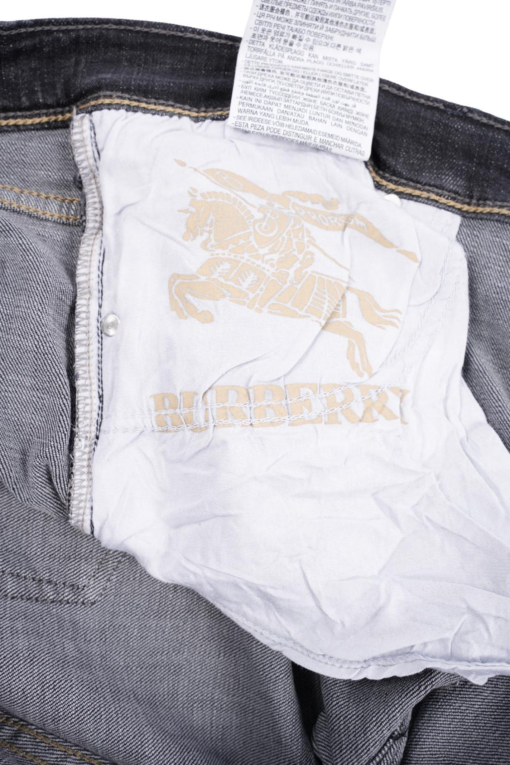 Jean Burberry Homme – 100% Coton – Coupe Normale – Gris Noir