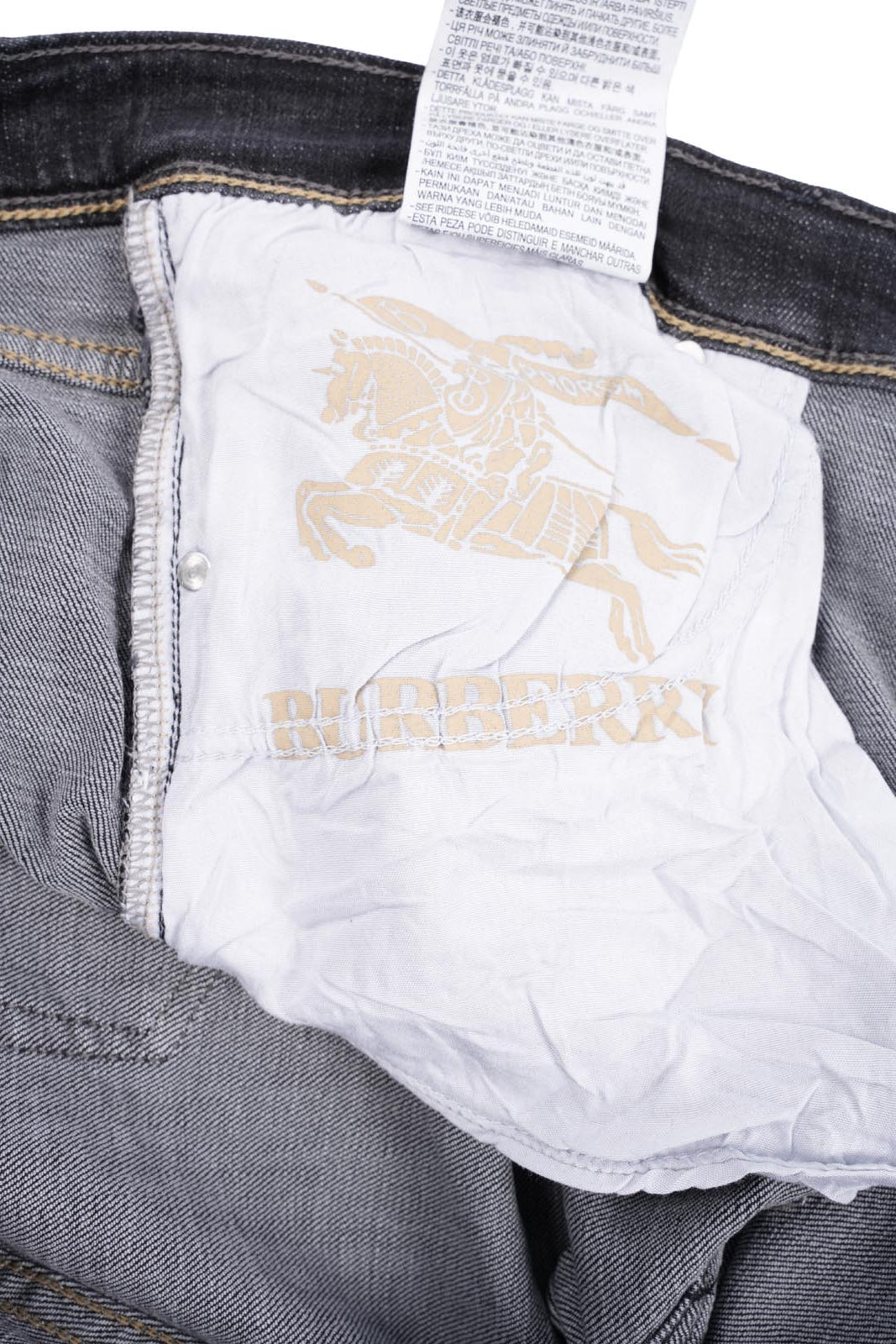 Jean Burberry Homme – 100% Coton – Coupe Normale – Gris Noir