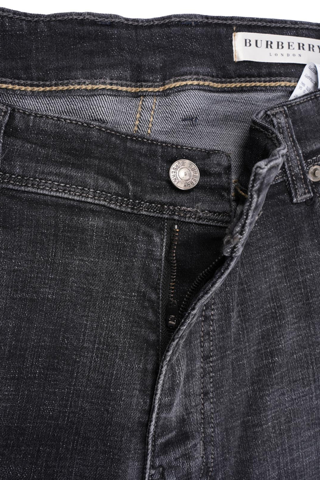 Jean Burberry Homme – 100% Coton – Coupe Normale – Gris Noir