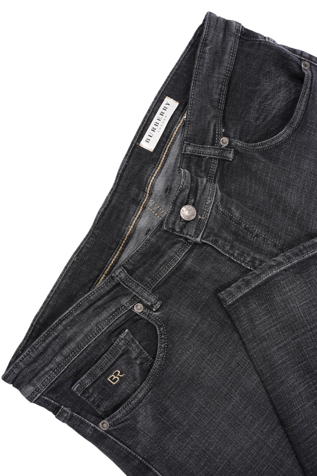 Jean Burberry Homme – 100% Coton – Coupe Normale – Gris Noir