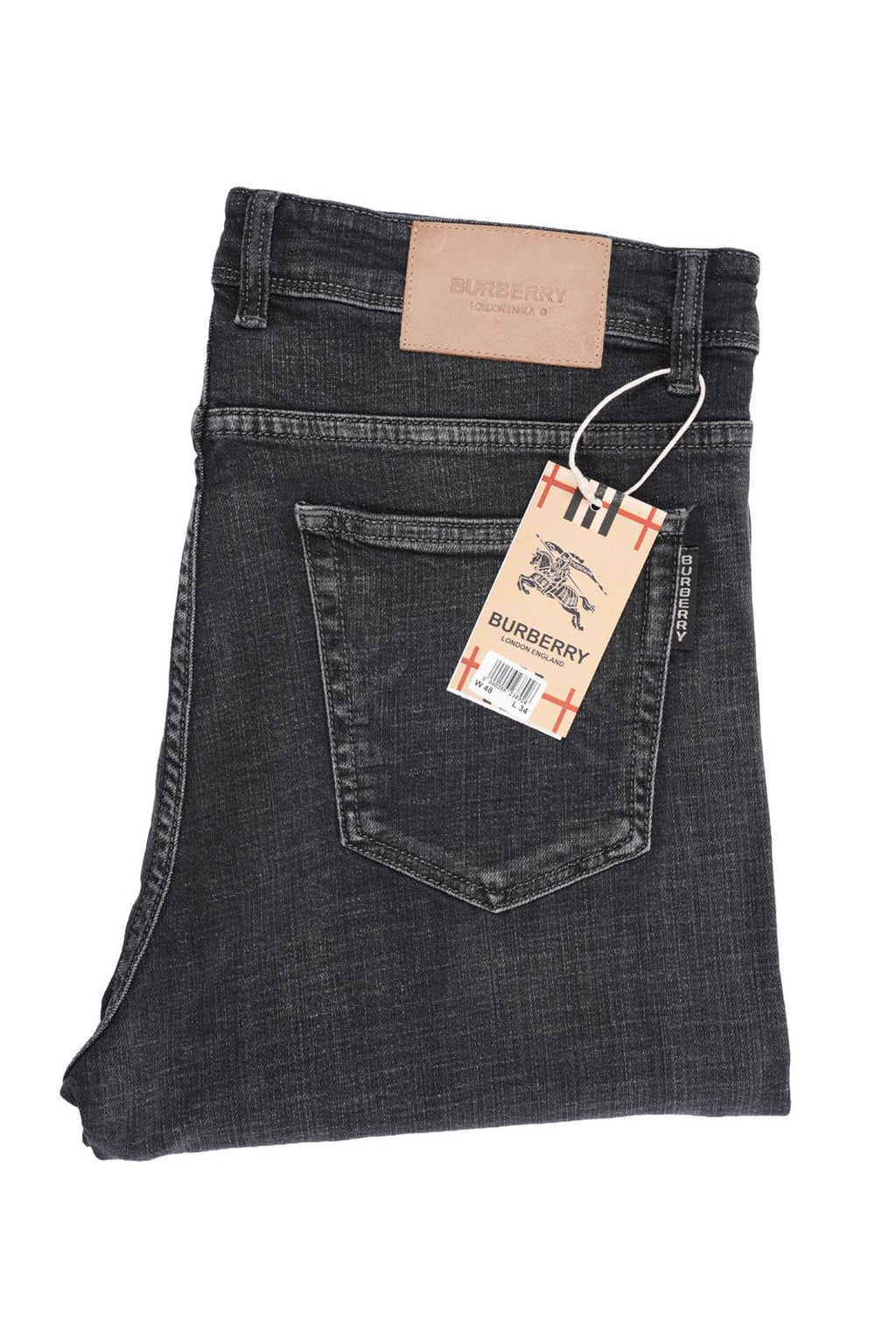 Jean Burberry Homme – 100% Coton – Coupe Normale – Gris Noir