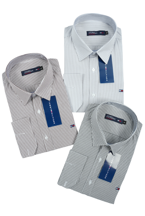Pack Premium – 3 Chemises Tommy Rayées 100% Coton Oxford