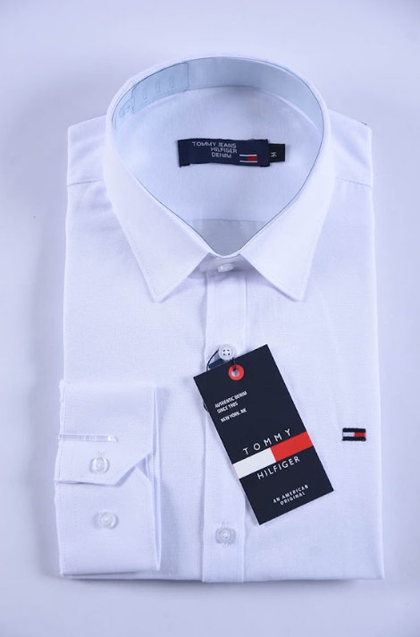 Chemise Tommy Oxford Coton Piqué – Blanc Classique