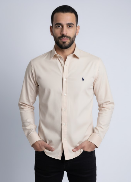 Chemise Ralph Lauren – Beige (100 % coton satin)
