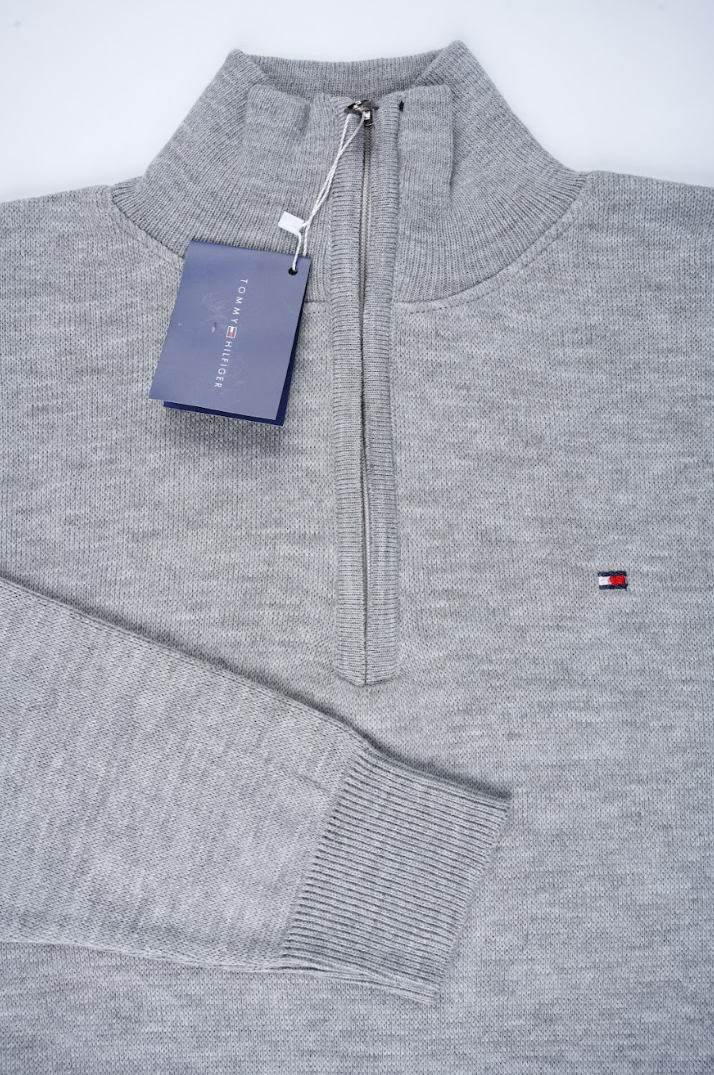 Pull Demi-Zip Tommy Hilfiger – Gris Clair