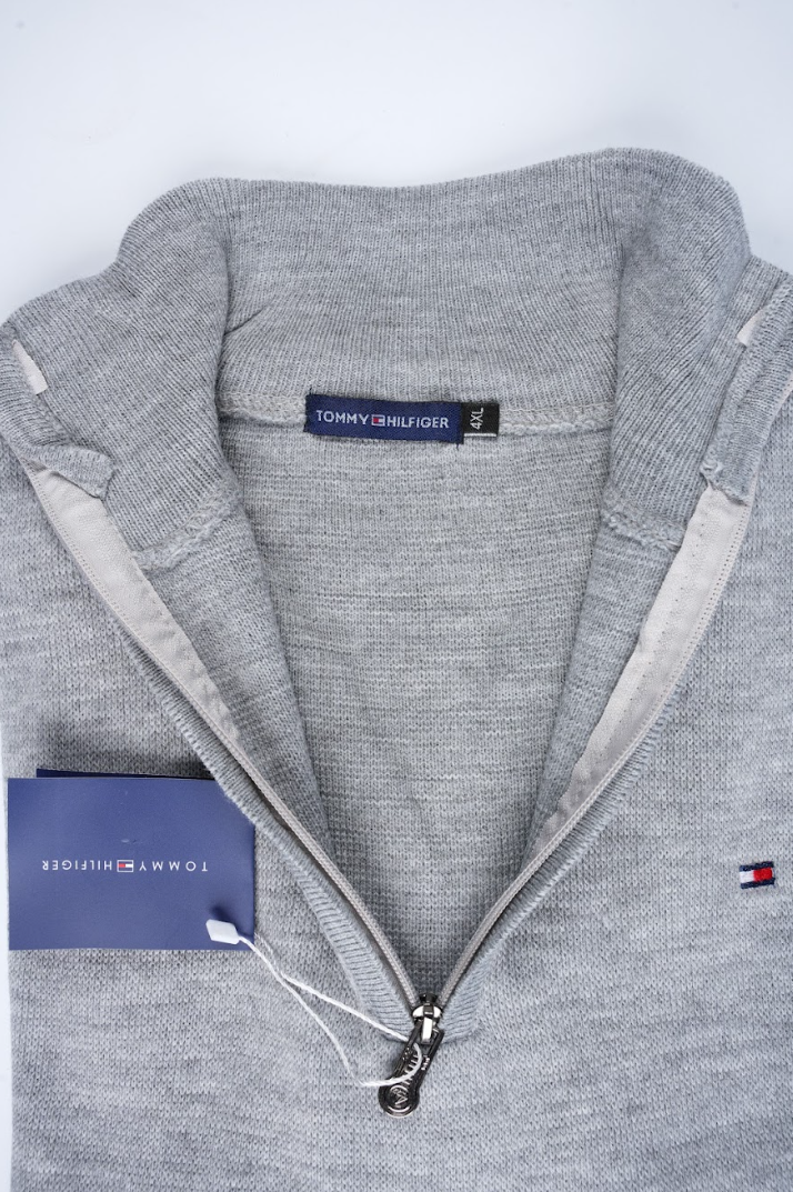 Pull Demi-Zip Tommy Hilfiger – Gris Clair