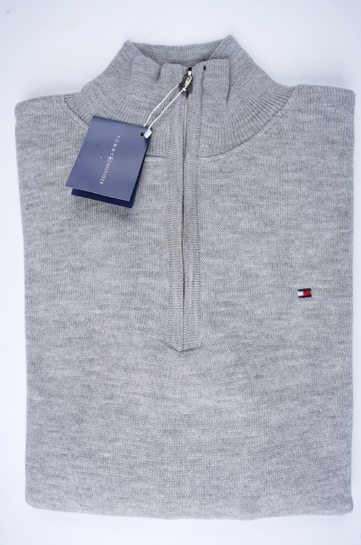 Pull Demi-Zip Tommy Hilfiger – Gris Clair