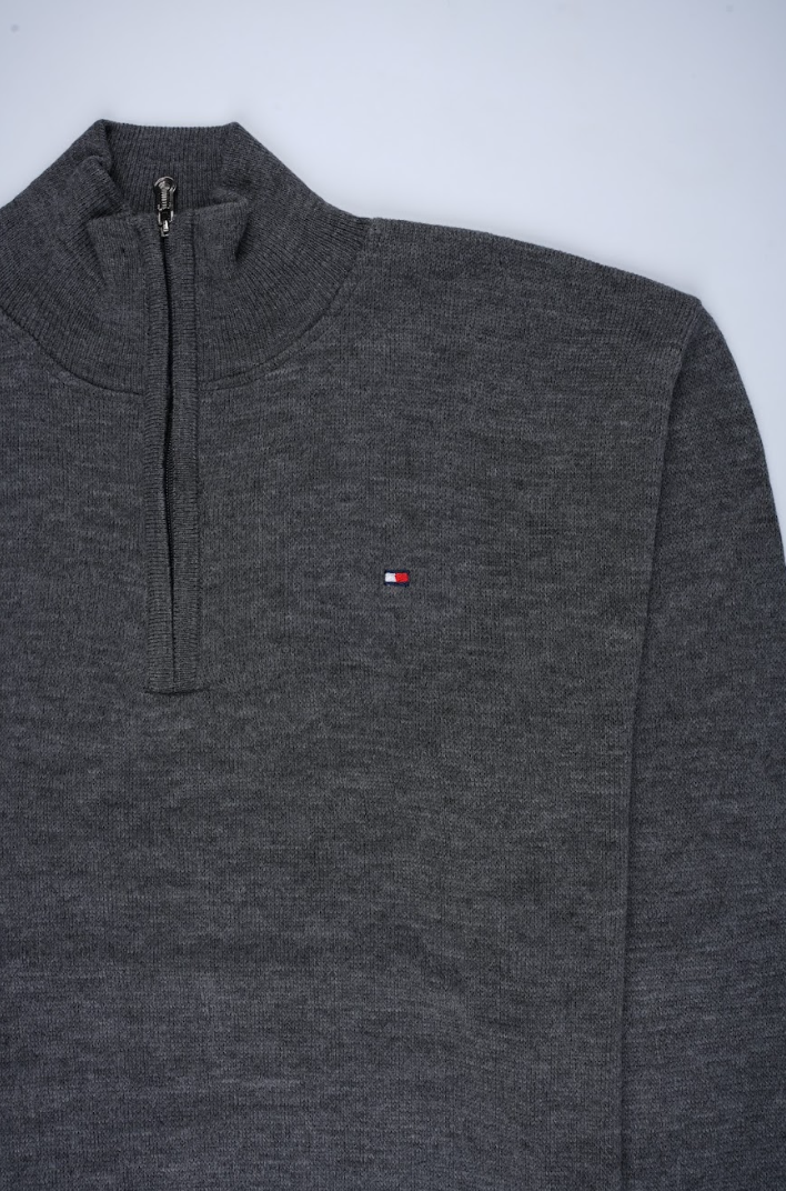 Pull Tommy Hilfiger Demi-Zip – Gris Foncé