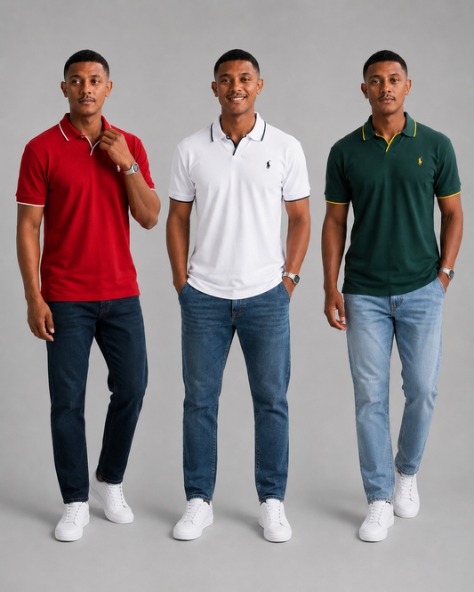 Pack Polo  🟢 أخضر | 🔴 أحمر | ⚫ أسود