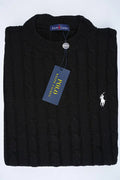 Pull Ralph col rond – Noir (100 % coton)