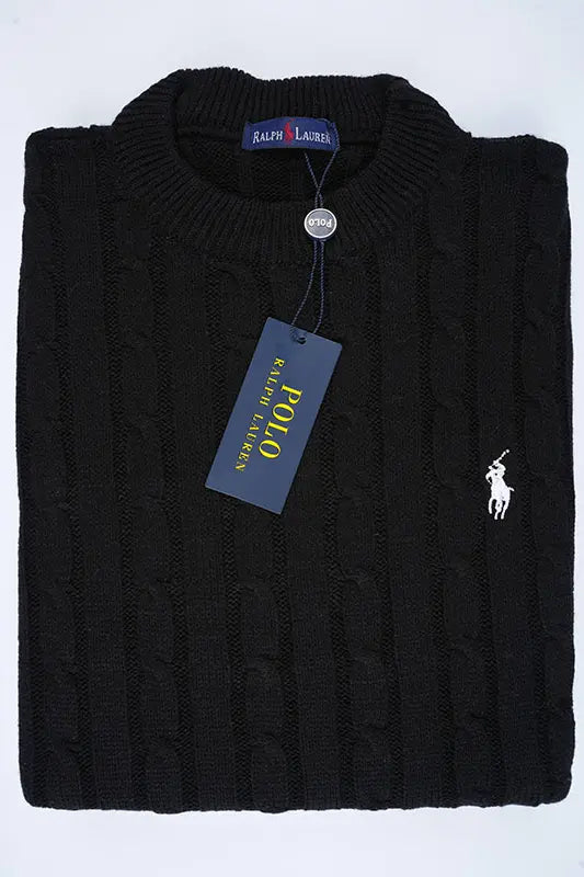 Pull Ralph col rond – Noir (100 % coton)
