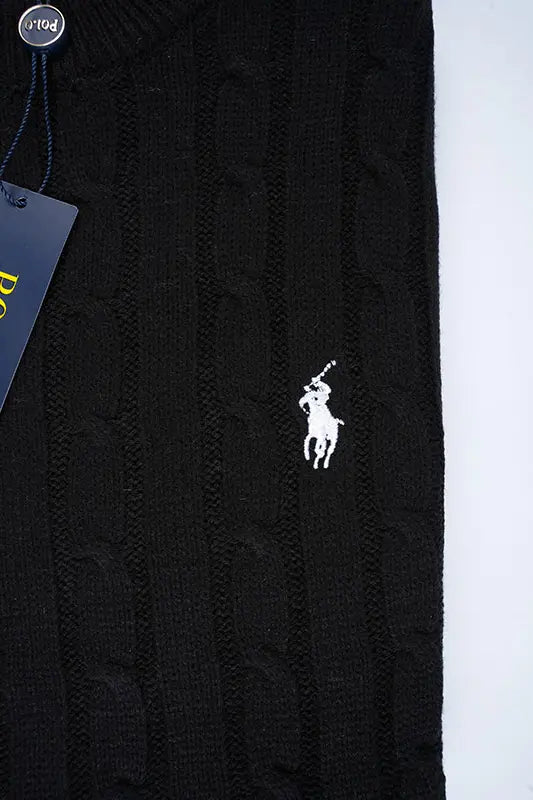 Pull Ralph col rond – Noir (100 % coton)