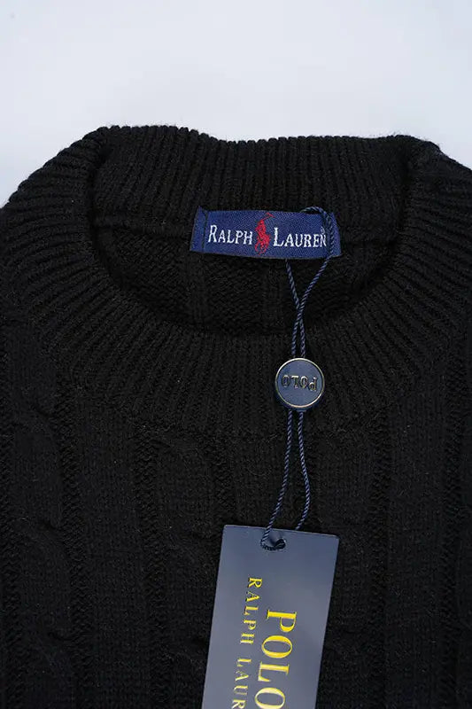 Pull Ralph col rond – Noir (100 % coton)