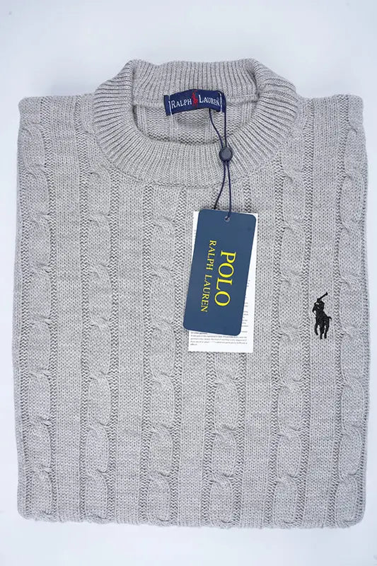 Pull Ralph col rond – Gris (100 % coton)