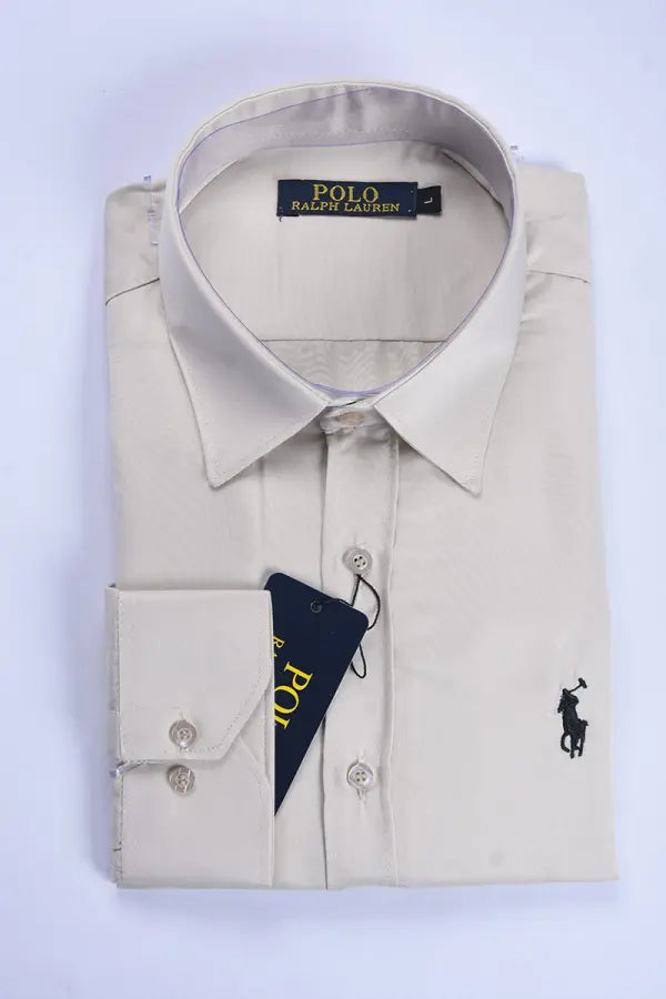 Chemise Ralph Lauren – Beige (100 % coton satin)