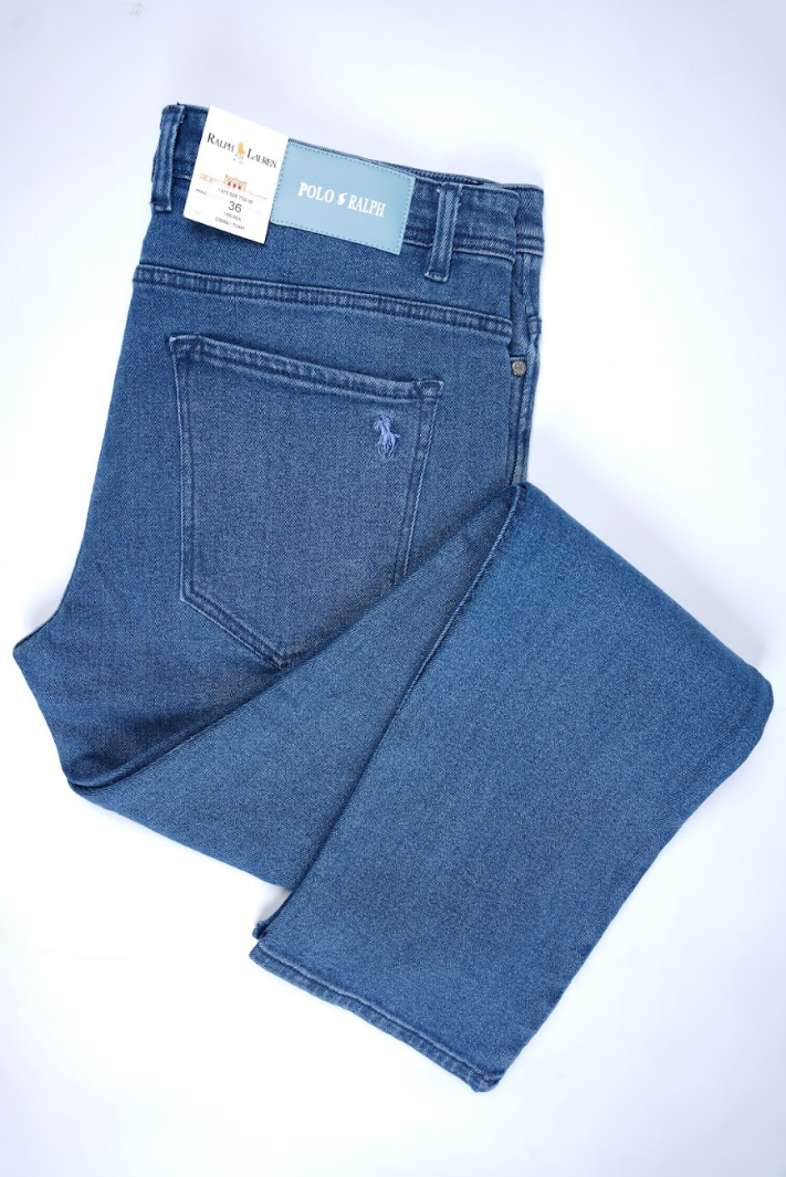 Jean Ralph Lauren – Coupe normale – Bleu vintage (100 % coton)