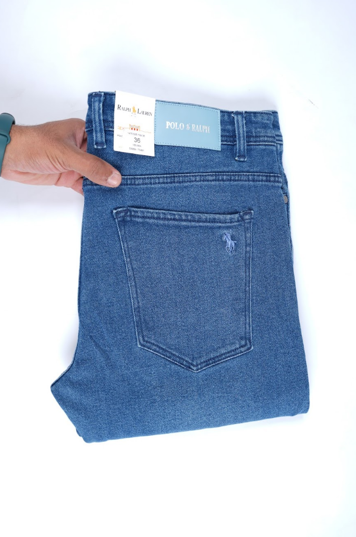 Jean Ralph Lauren – Coupe normale – Bleu vintage (100 % coton)