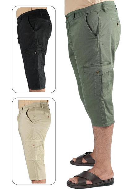 Pack de 3 Pantacourt Massimo Dutti En Toile Léger  ( Vert Royale + Beige + Noir )