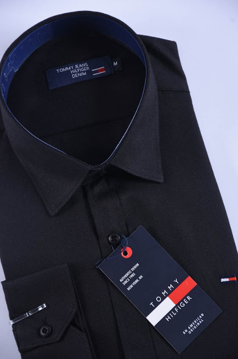 Chemise Tommy Oxford Coton Piqué – Noir Élégant