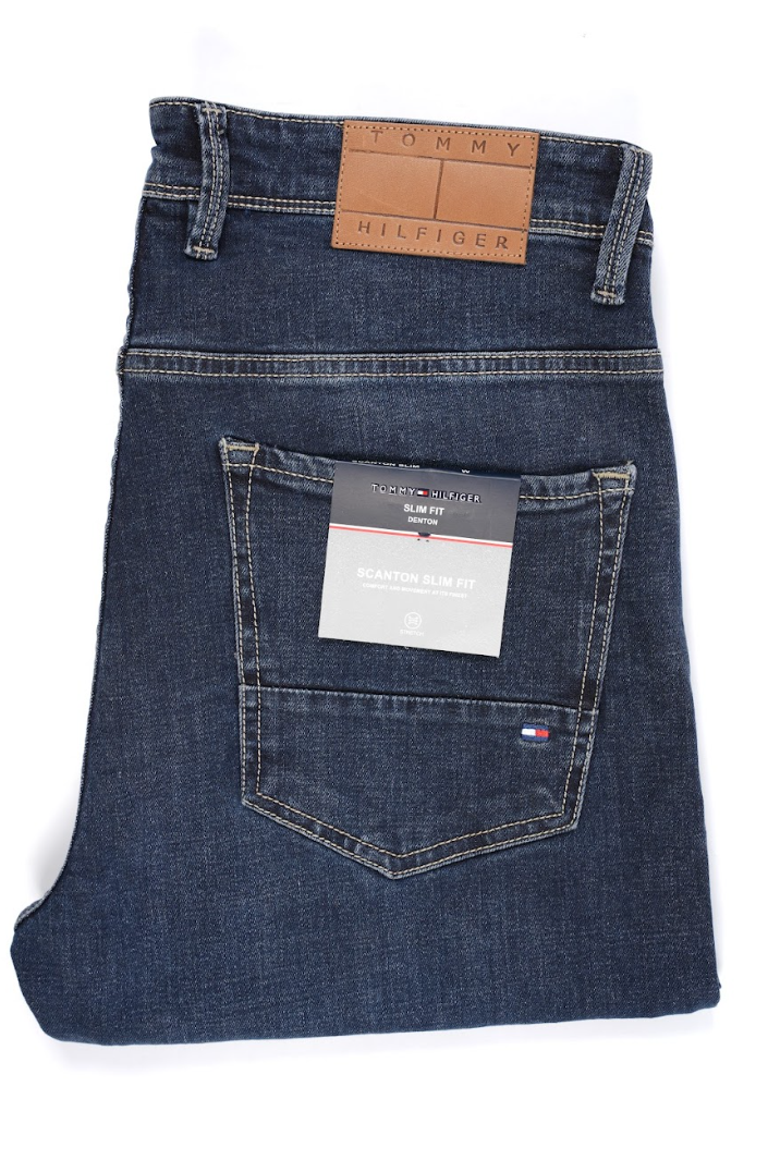 Jean Tommy Hilfiger Bleu Foncé Homme – Coupe Droite