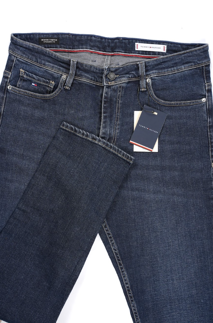 Jean Tommy Hilfiger Bleu Foncé Homme – Coupe Droite