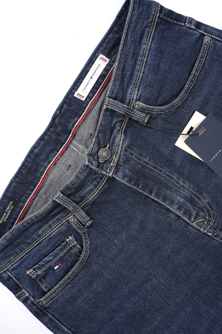 Jean Tommy Hilfiger Bleu Foncé Homme – Coupe Droite