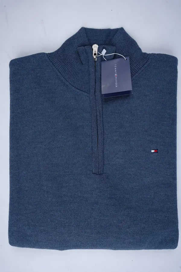 Pull Tommy Hilfiger Bleu – col zippé