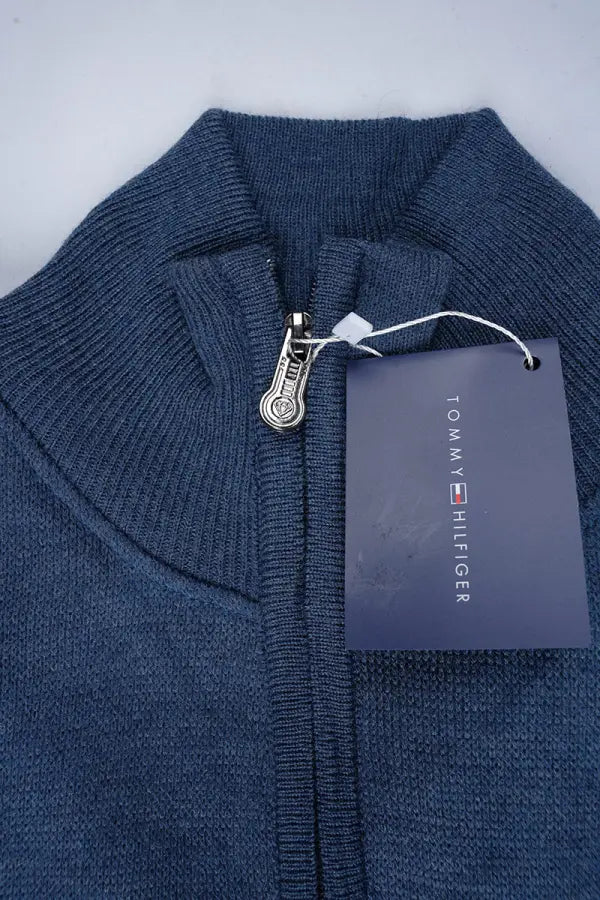 Pull Tommy Hilfiger Bleu – col zippé