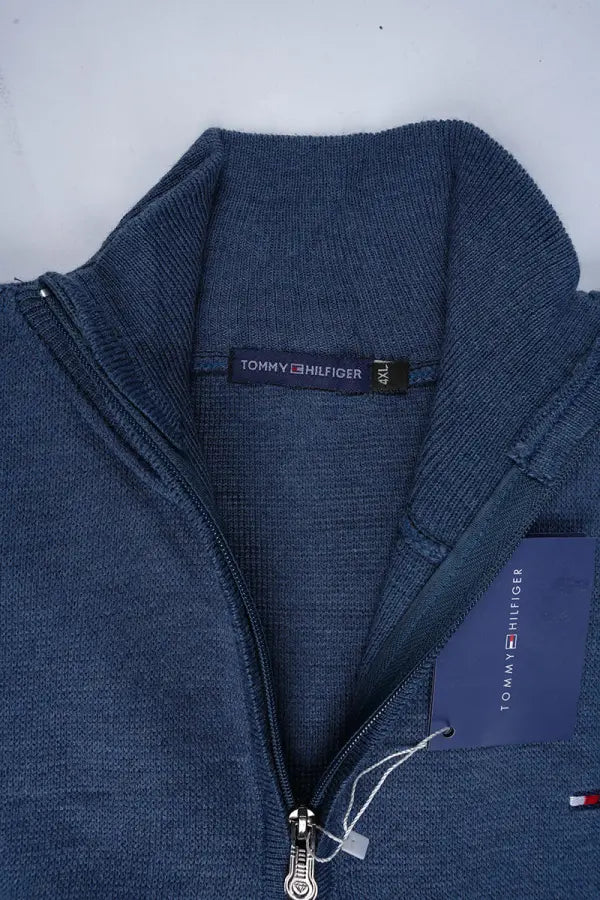 Pull Tommy Hilfiger Bleu – col zippé