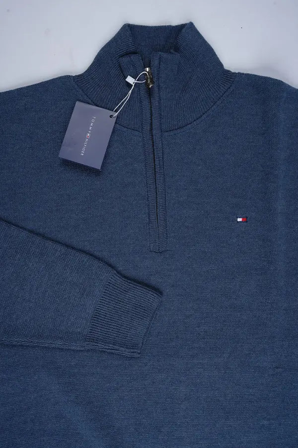 Pull Tommy Hilfiger Bleu – col zippé