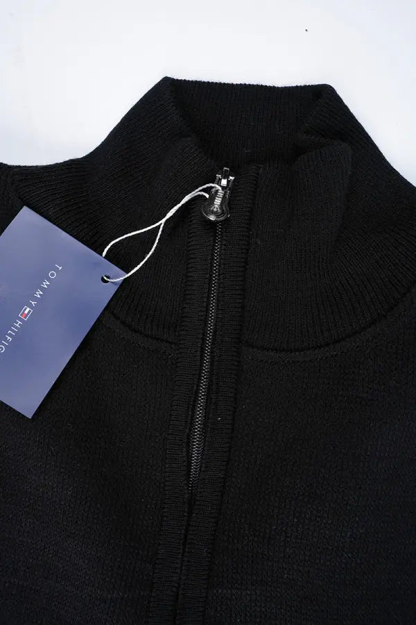 Pull Tommy Hilfiger Noir – col zippé