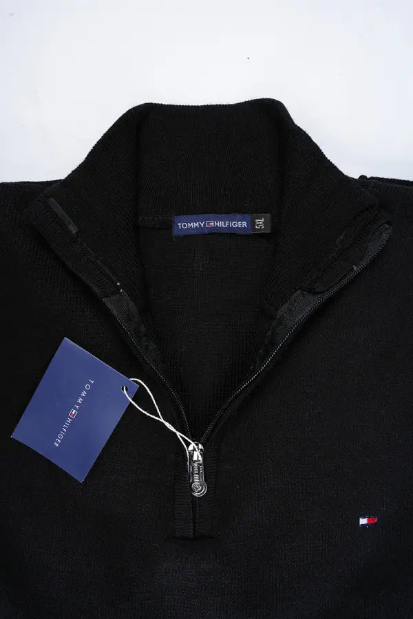 Pull Tommy Hilfiger Noir – col zippé
