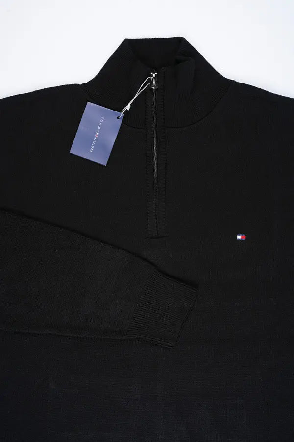 Pull Tommy Hilfiger Noir – col zippé